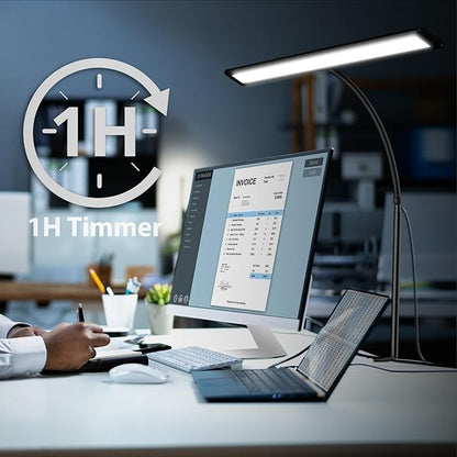Desk Lamp with Remote, [Dimmable & Adjustable] 160 LED Desk Lamp Home Office, Flexible Gooseneck USB Reading Lamp with Clamp, Eye-Caring Clip on Desk Light with 1H Timer Working for Video Conference