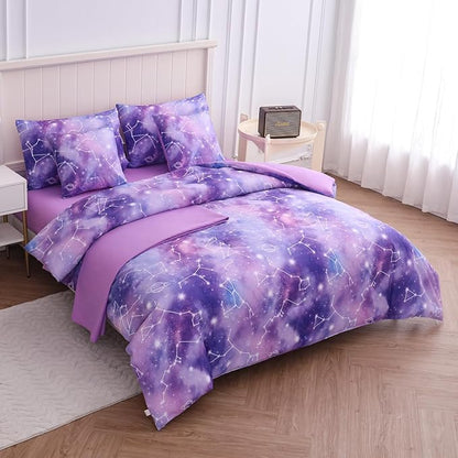 Full Size Bedding Sets Kids Bedding Sets for Girls,Galaxy Bedding 7pieces Glitter Pink Comforter Colorful Comforter Full Size Comforter Sets for Teen Girls(Multicolor)
