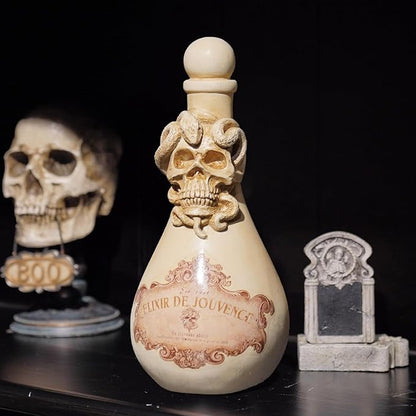Braxio Halloween Decorations Indoor Potion Bottles - White Skull Décor with Snake Halloween Decoration Room Decor Aesthetic Gift for Women Halloween Party Decorations Bottles 4.25 * 4.25 * 9.5 Inch