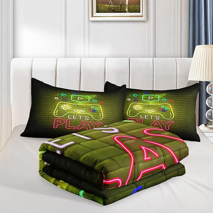 6 PCS Gamer Queen Comforter Sets,Queen Bedding Sets for Boys,Gaming Comforter Set,Queen Size Bedding Sets for Boys,Bed in A Bag with Sheets(Queen,Yellow Color)