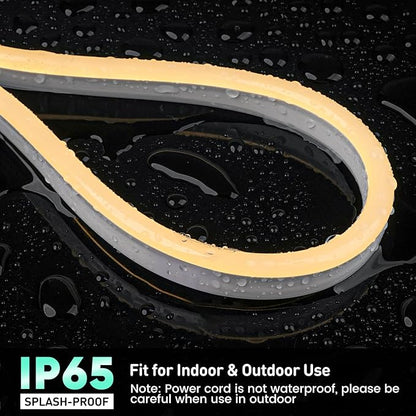GZBtech Flexible LED Neon Rope Lights 82FT,AC 110-120V Waterproof Strip Light, 120 LEDs/M Cuttable Connectable Neon Lighting for Indoor Outdoor Home Decor/Commercial Building Use-Warm White 25M