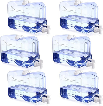 Funnymoom 6 Pcs Drink Water Dispenser for Fridge 2 Gallon Beverage Dispenser with Spigot Plastic Reusable Refrigerator Water Dispensers Waters Jug Container for Party Outdoors Camping Hiking Home