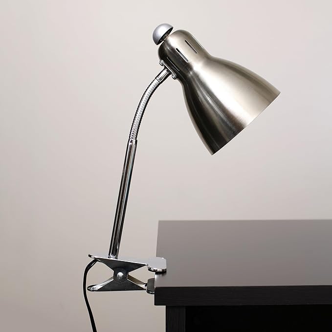 Simple Designs LD2016-BSN Adjustable Clip Light Desk Lamp, Brushed Nickel (Pack of 6)
