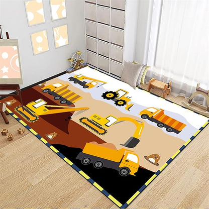 Construction Rugs for Boys Room Car Rug for Boys Room Car Rug Play Mat Kids Rugs for Playroom Car Play Mat Car Rugs for Kids Construction Decor for Boys Room 2'5''×4'