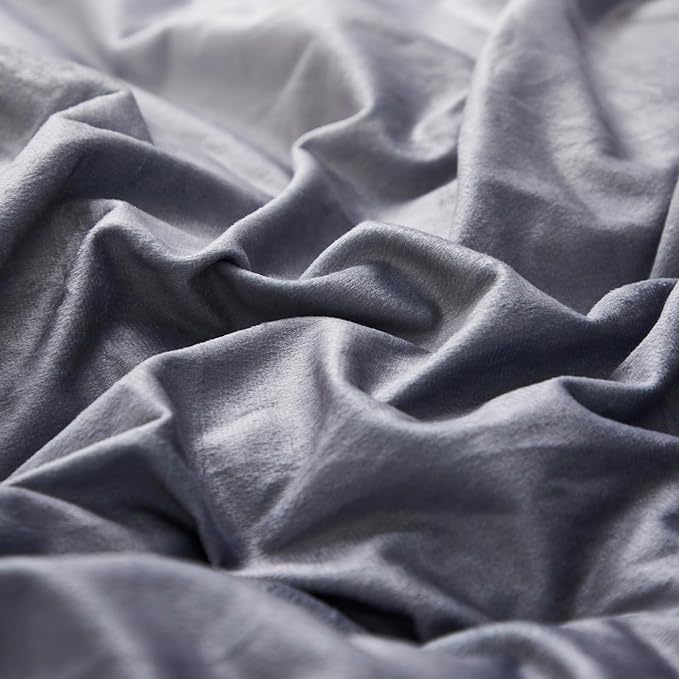 Gray White Gradient Comforter Set Full Gray Velvet Bedding Comforter Modern Plain White and Deep Gray Gradient Soft Quilt Farmhouse Flannel Comforter Warm Full Bed Comforter