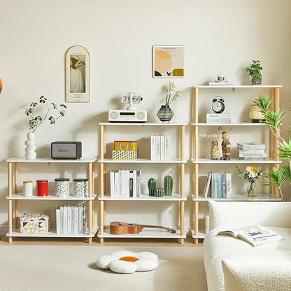 IBUYKE 3-Tier Wooden Open Bookcase - Modern Freestanding Bookshelf Storage Organizer,Standing Shelf Units,Multifunctional Display Stand for Bedroom, Living Room and Home Office,White WBC003W