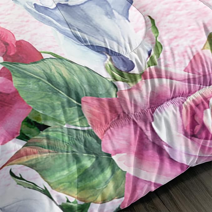Butterfly Comforter Set for Girls Kids Adults Butterfly Rose Bedding Set Aesthetics Butterflies Quilt Duvet Set Twin Size with 1 Comforter and 2 Pillowcases