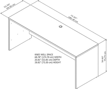 Bush Business Furniture 500 home-office-desks, 72W x 24D, Storm Gray