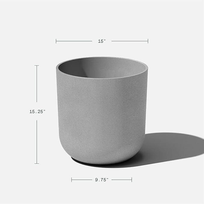Veradek Round Lima Plastic Planter Pots for Indoor/Outdoor Garden Use, Gray, Suitable for Small to Large Succulent Plants, Flowers, Modern Interior Plants