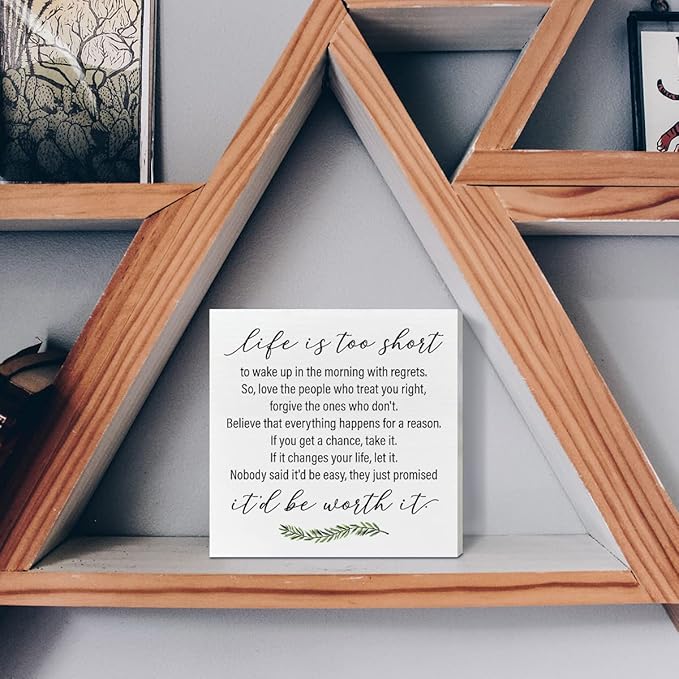 Home Office Desk Wooden Box Sign Decor, Believe that Everything Happens for A Reason, Inspirational Quotes Desk Decor Motivational Desk Decorations for Women Men Student Office Classroom School