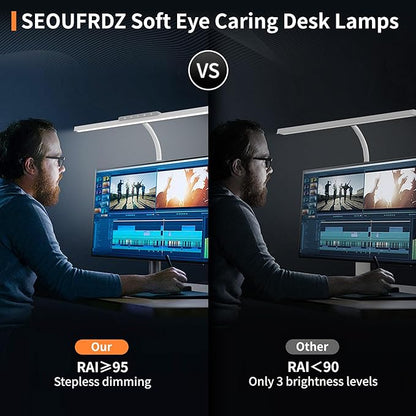 Desk Lamp, 3 Colors Stepless Dimming LED Desk Lamps for Home Office Adjustable Memory Desk Light with Clamp Touch Control Office Lamp Eye Caring Computer Light for Working Sewing(White)