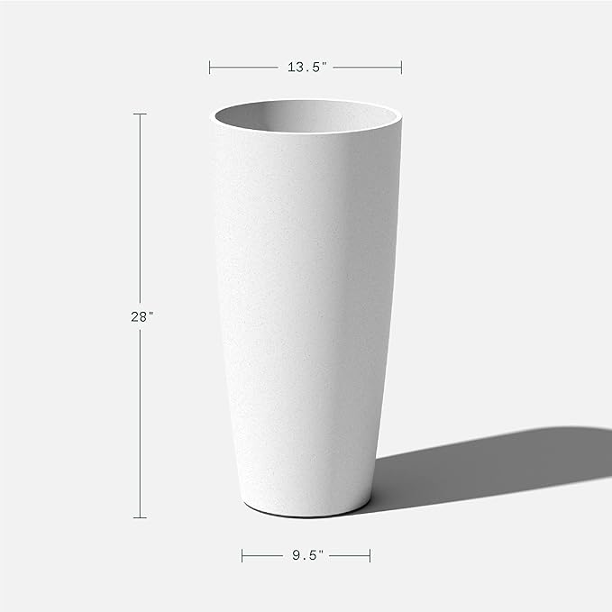 Veradek Mason Series Vega Planter - Round Tall Planter for Indoor or Outdoor Porch/Patio | Made from Plastic-Stone Composite with Drainage Holes | Modern Décor for, Flowers, Interior Plants
