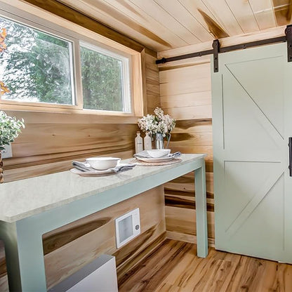 Kaboon Universal Tabletop 40"x18", Solid One-Piece Melamine Table Top, Double Desk L-Desk Floating Desk DIY, Home and Office,Sea Salt/White