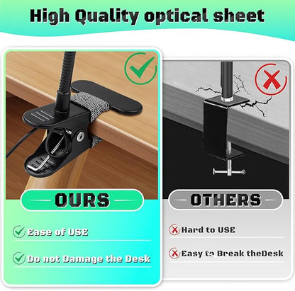 10X Magnifying Glass with Light, Clip on Mganifier with Light, 48 LED Desk Magnifying Glass wtih Clamp, 3 Modes Dimmable Magnifying LED Lamps for Bed Work Crafts DIY Repair
