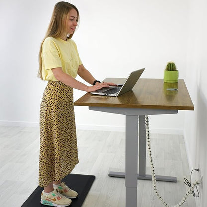 Standing desk bamboo, dual motor stand up desk adjustable height electric 48x30 - Bamboo Dark Gloss, Black Frame