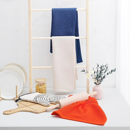 Homaxy 100% Cotton Waffle Weave Kitchen Dish Towels 24-Pack, Navy Blue | 13 x 28 Inches, Ultra Soft Absorbent Dish Towels, Quick Drying Cleaning Towels