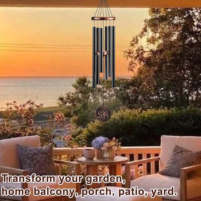 Wind Chimes for Outside, Deer Deep Tone Vintage Wind Chime Outdoor Clearance, Sympathy/Memorial/Festivals/Birthday Gift for Mom Dad Grandma, Home Garden Patio Decor (34" Deer)