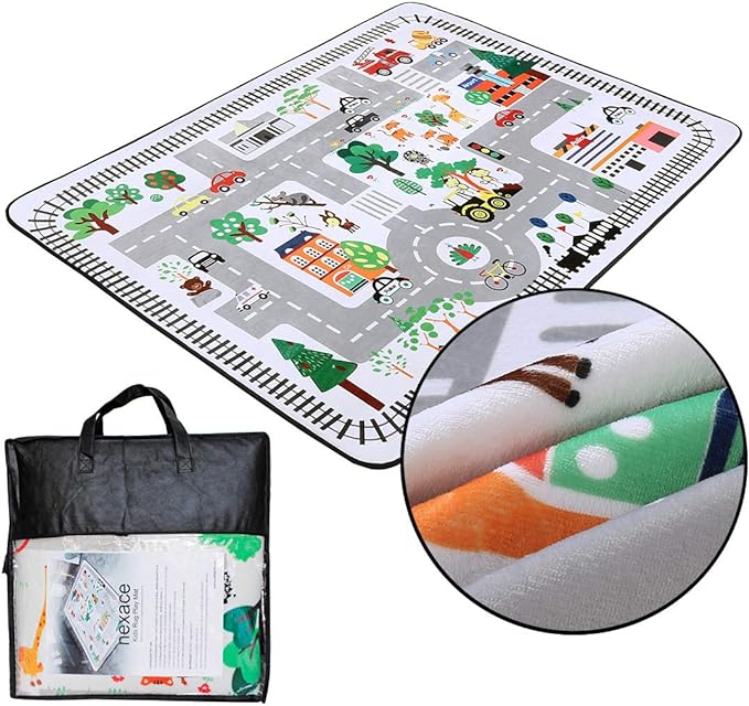 Kids Rug Play Mat, City Life Great for Playing with Cars for Bedroom Playroom,Carpet,Soft Large Size,4.9x6.4 FEET (4.9'x6.4')