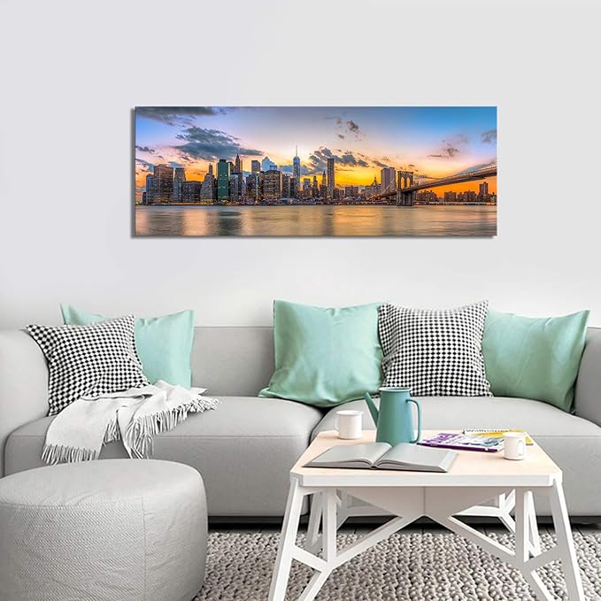Kalormore New york City Skyline Canvas Wal Art Brooklyn Bridge Picture for Wall