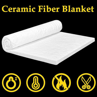 2 PCS 24" x12" x1" (Thick) Ceramic Fiber Blanket Fireproof Insulation Baffle Rated to 2400F, High-Temperature Resistance for Stoves, Kilns, Forges