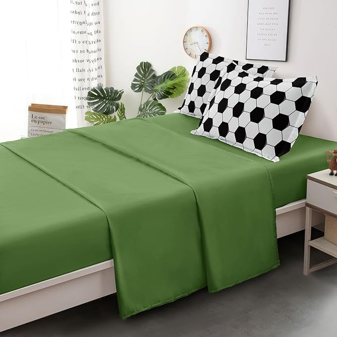 Soccer Comforter Set Full for Boys Girls, 5 Pieces Soccer Bedding Twin Bed in a Bag Set with Sheets, Black and White Bed Sets for Teenage