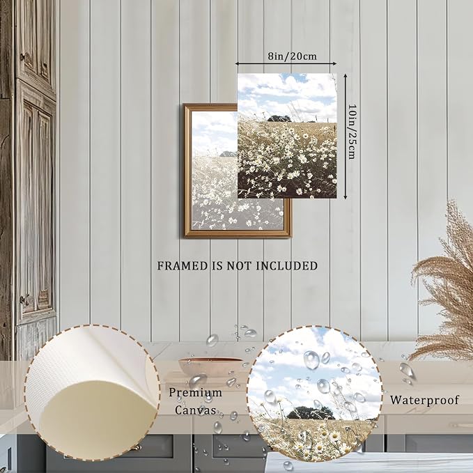 XOCUUI Wall Art for Living Room Landscape Canvas Wall Decor Meadow with Flowers Vintage Paintings Classical Wildflower Field Scene Boho Floral Pictures Decor Gifts for Bathroom Bedroom 8x10 Unframed