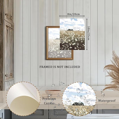 XOCUUI Wall Art for Living Room Landscape Canvas Wall Decor Meadow with Flowers Vintage Paintings Classical Wildflower Field Scene Boho Floral Pictures Decor Gifts for Bathroom Bedroom 8x10 Unframed