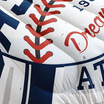 Datura home Baseball Comforter Set Vintage Grey Baseball Printed Quilt Bedding Set with 1 Comforter and 2 Pillowcases for Boys and Girls Bedroom All Season(Baseball Twin)