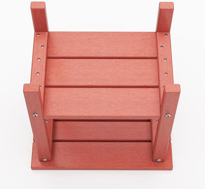 OTSUN Outdoor Side Table, Weather Resistant HDPE Outdoor Table, 2-Tier Small Patio Tables for Outside or Indoor (Red)