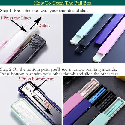 Pink Chopsticks Reusable Portable SUS304 Stainless Steel, White Pink,9‘’ | 18/8 Stainless Steel,Metal,Black Blue For Travel,Camping,Bento Box, Alternative to Wooden/Plastic Chopstick