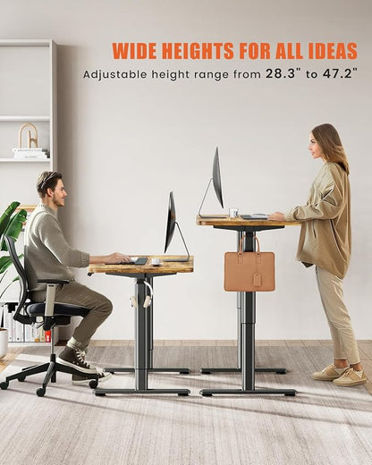 Electric Standing Desk Adjustable Height Stand Up Desk, 48" x 24" Sit Stand Desk, Low Noise Home Office Desk, Computer Desk with Splice Board, Child Lock & Memory Function, Rustic Brown
