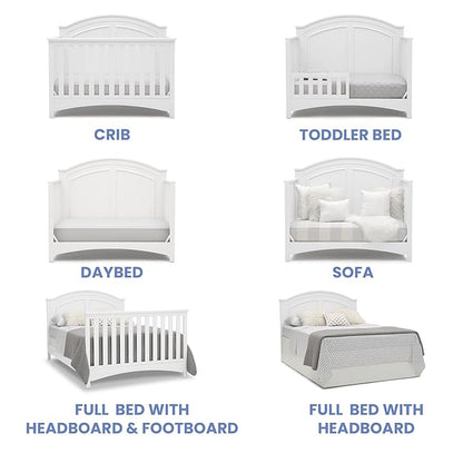 Delta Children Perry 6-in-1 Convertible Crib - Greenguard Gold Certified, Bianca White