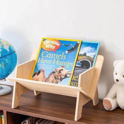 Wooden Tilted Tabletop Bookshelf， Kids Bookcase， Rustic Desktop Storage Organizer Display Bookshelf， Wooden Tabletop Tilted Bookcases for Books， CDs