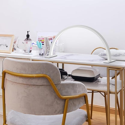 22inch Half Moon Light Nail Lamp for Desk, LED Nail Tech Lamp Lash Light for Professionals, Dimmable Lamp with Touch Controller, 3 Color Modes, 10 Brightness 3000K-6000K (White)