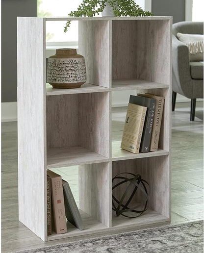 Signature Design by Ashley Paxberry Coastal 6 Cube Storage Organizer or Bookcase, Whitewash