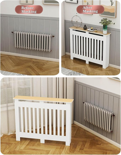 Modern Radiator Covers Wall Heater Cover Cabinet Shelf Bathroom Floor Radiator Shelve, Hide Cluttered Pipes/Easy to Install, Suitable for Household Living Room, White(27.6" Lx27.6 Hx9.8 W)