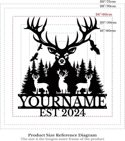Personalized Metal Signs: Custom Shed Wall Decor, Black Deer Wall Art, Home Signs Plaques, Outdoor Decorative Signage (Style A)