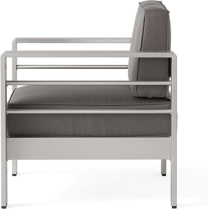 Christopher Knight Home Cape Coral Outdoor Chat Set with Fire Table, 5-Pcs Set, Khaki / Light Grey