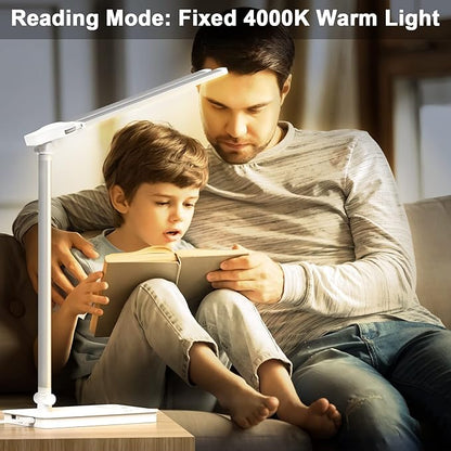Bright LED Desk Lamp for Home Office - Dual Swing Arm Eye-Caring Architect Task Lamp, Adjustable Foldable Table Lamp, Dimmable Touch Control Desktop Lamp 5 Lighting Modes for Work/Study
