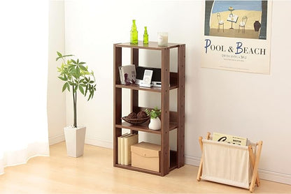 IRIS USA 3-Tier 16" Medium Open Wooden Bookshelf with Adjustable Shelves, Easy Assembly Bookcase Farmhouse Shelf for Small Spaces Bedroom Office Living Room Indoor, Brown
