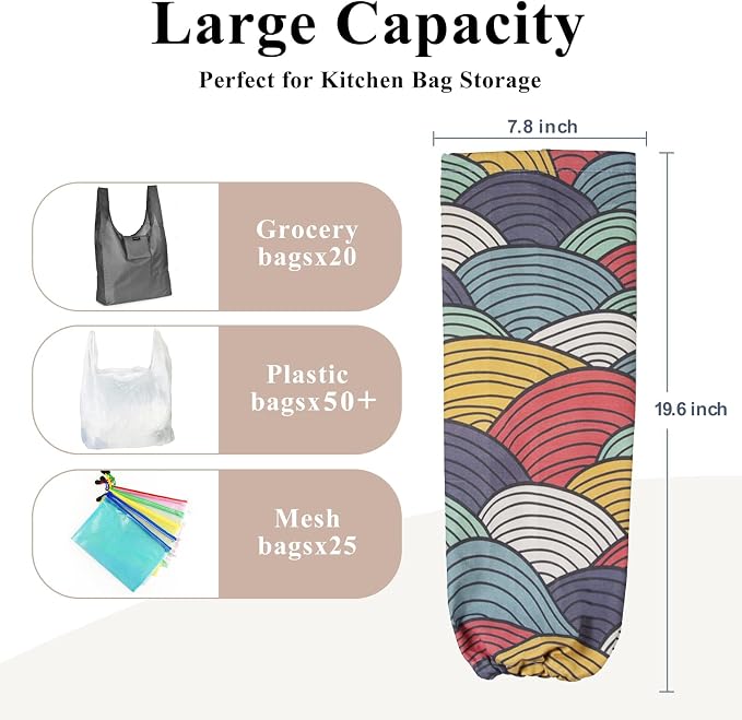 Plastic Bag Holder, Wall Mount Grocery Bag Organizer and Dispenser for Home and Kitchen