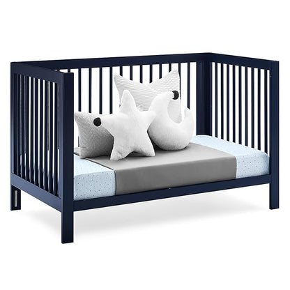 Delta Children babyGap Charlie 6-in-1 Convertible Crib + Brannan Bear Bookcase with Bins + Brannan Bear Wall Shelf with 4 Hooks, Navy (Bundle)