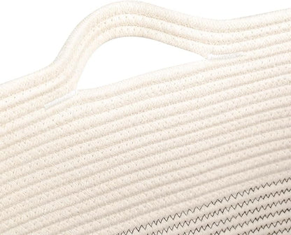 Extra Blanket,Storage Baskets for Clothes Fabric Cotton Rope Storage Basket with Handles, Decorative Woven Basket for Living Room,Laundry Basket Closet Organizer Blankets, and Toys 2bags