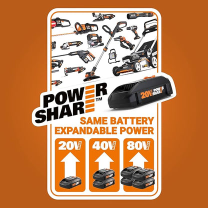 WORX WG509 12 Amp TRIVAC 3-in-1 Electric Leaf Blower with All Metal Mulching System & WG163 GT 3.0 20V PowerShare 12" Cordless String Trimmer & Edger (2 Batteries & Charger Included)