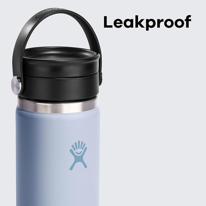 Hydro Flask Water Bottle - Insulated Stainless Steel - Wide Mouth Flex Sip, Non Spill, Leakproof and Refillable in 16 Oz Trillium Pink