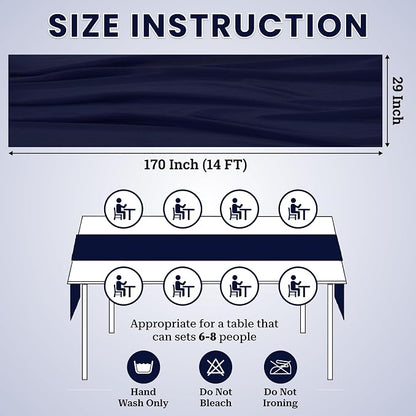 Pack of 10 | Navy Blue | 14ft Chiffon Table Runner 29x170 Inches Long Romantic Rustic Sheer Gauze Runner for Wedding Bridal Shower Birthday Banquets Engagement Spring Easter Boho Decorations