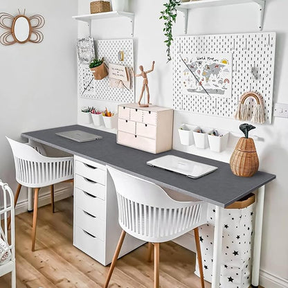 Kaboon Universal Tabletop 55"x20", Solid One-Piece Melamine Table Top, Double Desk L-Desk DIY, Home and Office, Greylish Blue