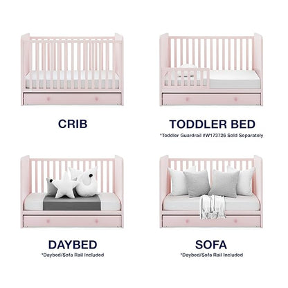 GAP babyGap Graham 4-in-1 Convertible Crib with Storage Drawer - Greenguard Gold Certified, Blush Pink/Dark Pink