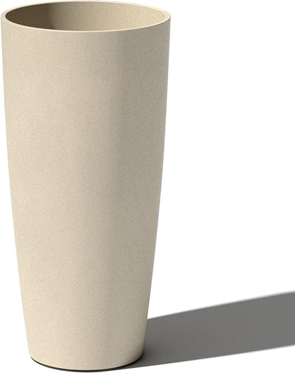 Veradek Mason Series Vega Planter - Round Tall Planter for Indoor or Outdoor Porch/Patio | Made from Plastic-Stone Composite with Drainage Holes | Modern Décor for, Flowers, Interior Plants