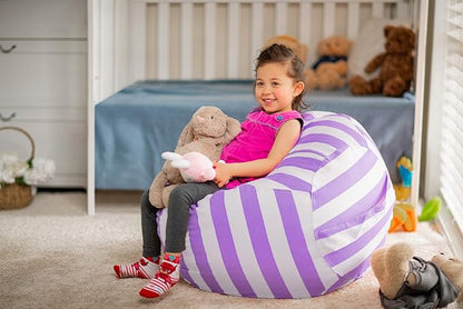 Wekapo Stuffed Animal Storage Bean Bag Chair Cover for Kids | Stuffable Zipper Beanbag for Organizing Children Plush Toys Large Premium Cotton Canvas